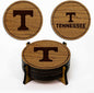 LazerEdge Tennessee Volunteers Wooden Coaster Set - Cherry Wood - Officially Licensed Product - 4-Pack