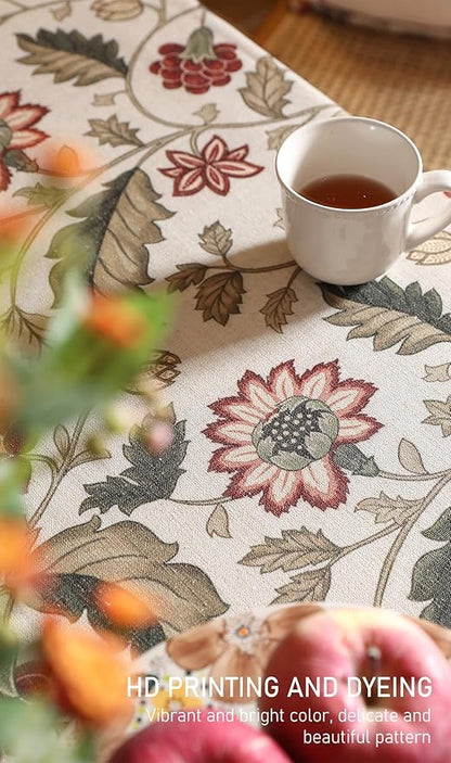 ISAENNE Designer Provence Floral Square Tablecloth,Linen Colorful Washable Indoor Table Cloth,Durable Home Decor Tablecloths for Dining Thanksgiving Kitchen Christmas,67"*67"-Ratina
