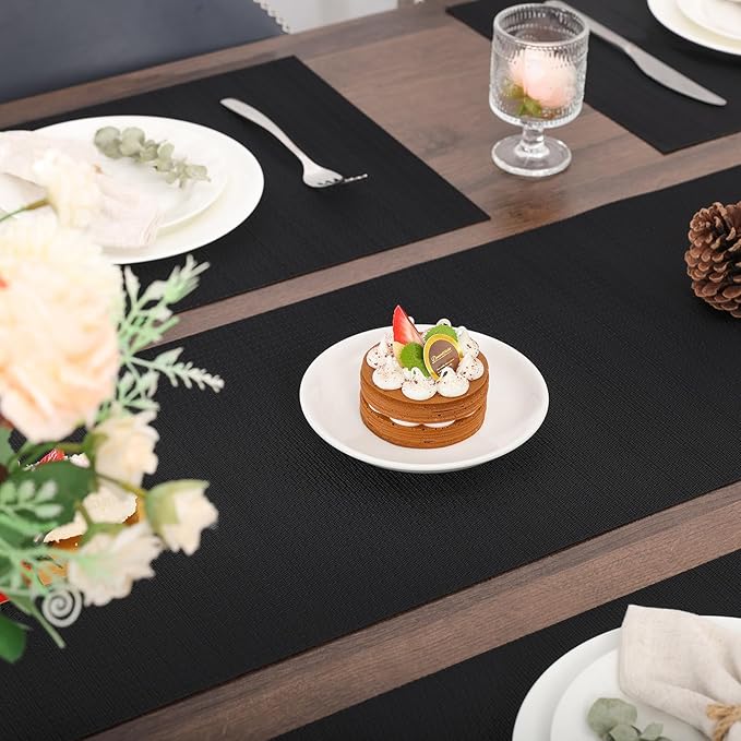Myir JUN Black Table Runner Home Decor Dining Table Runners | Vinyl Table - Image 3