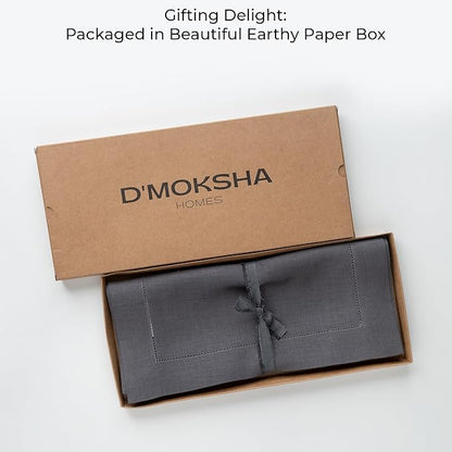 D'Moksha Homes Linen Charcoal Grey Table Runner 36 Inches - 100% Pure Linen Small Table Runner 14 x 36 Inch Ideal for Dresser, Coffee Tables, Spring, Easter - Classic Hemstitch
