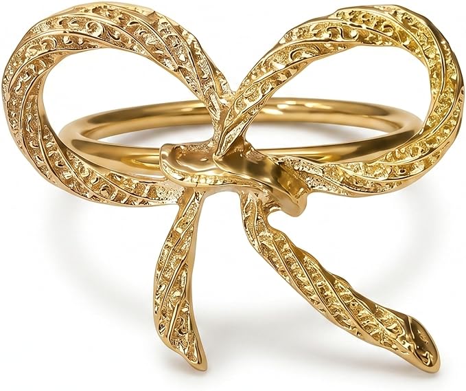 Gold Napkin Rings Set of 12 – Elegant Bow Design – Decorative Napkin Ring by HUVOTOSIUS