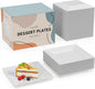 Exquisite Mini Disposable Appetizer Plates - 100 Pack 4.5 In. x 4.5 In. White Plastic Dessert Plates - Elegant Design for Weddings, Birthdays, and Formal Parties - Stackable and Convenient - BPA Free