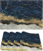 Marble Linen Placemats Set of 4, Modern Luxury Foil Cracked Texture Navy Blue Gold Marble Washable Place Mats, Non Slip Placemat for Home Party Dining Tables Wedding Kitchen Banquets Decor 12x17 Inch