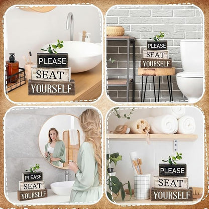 Moucuny 4 Pcs Bathroom Shelf Decor Farmhouse Bathroom Decor and Accessories - Image 5
