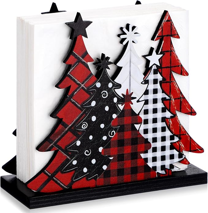 Buffalo Check Christmas Tree Napkin Holder by Namalu