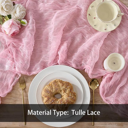 3 Pack Pink Cheesecloth Table Runners, 120 Inch 10Ft Blush Pink Gauze Table - Image 4