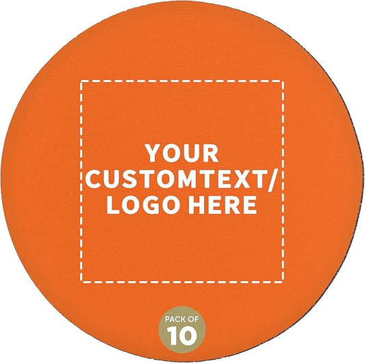 10 Round Foam Bud Coasters Pack, 4 inch - Customizable Text, Logo - PU Foam, Party Favor - Neon Orange