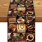 Coffee Theme Table Runner, Rustic Coffee Time Cafe Cup Latte Cappuccino Tea by Unknown