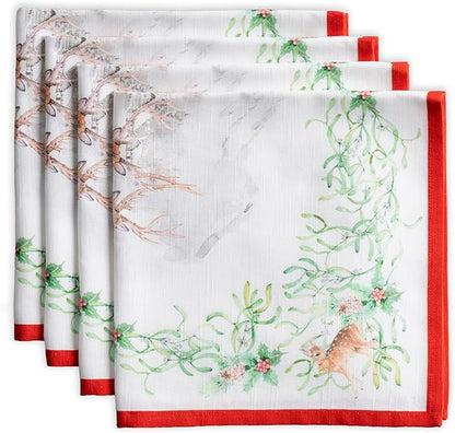 Maison d' Hermine Cloth Napkins Set of 4 100% Cotton for Thanksgiving Christmas Decorations Everyday Reusable Square Fall Napkins Cloth Washable Dinner Party (Christmas Tradition, 20"x20")