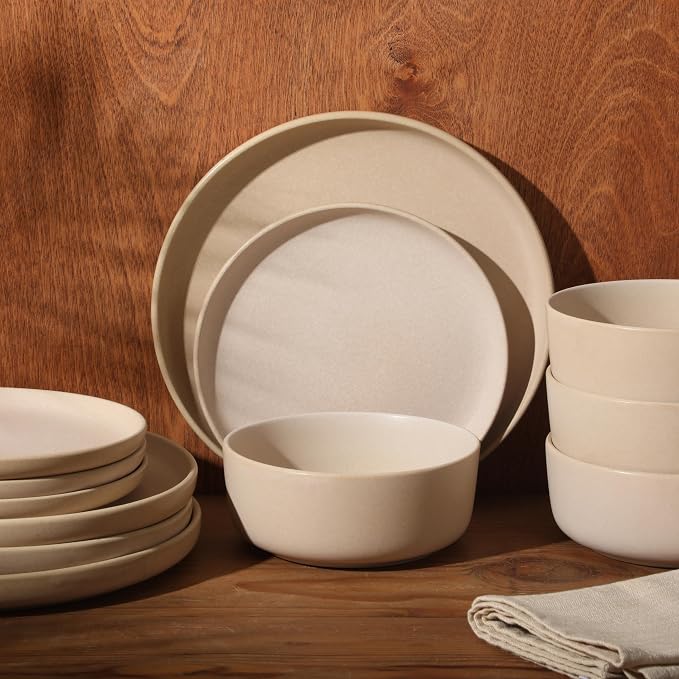 Gibson Elite Pasco 12 Piece Plates and Bowls Reactive Glaze Dishes Stoneware - Image 7