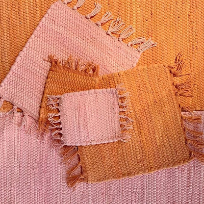 PILLOWPIA Handcrafted Chindi Rag Rug Hot Pad – 100% Cotton, Handwoven, Colorful & Eco-Friendly | Boho Kitchen Accessory for Table, Counter, or Serving Use - Pottery