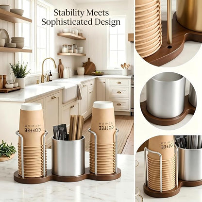 GOYLSER Coffee Cup Holder with Straw & Stirrer Storage Caddy - Image 5