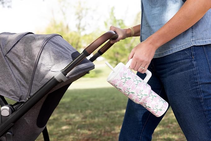 Simple Modern Tumbler with Handle and Straw | 40oz | Floral | Trek Tumbler - Image 4