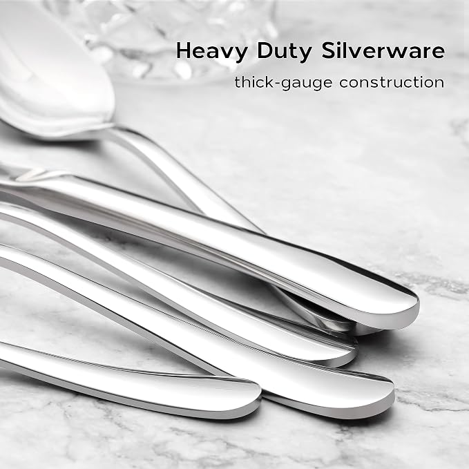 Onader 60 Piece Heavy Duty Flatware Set, Stainless Steel Silverware Cutlery Set - Image 2