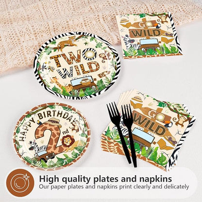 96Pcs Two Wild Birthday Party Supplies - Image 3