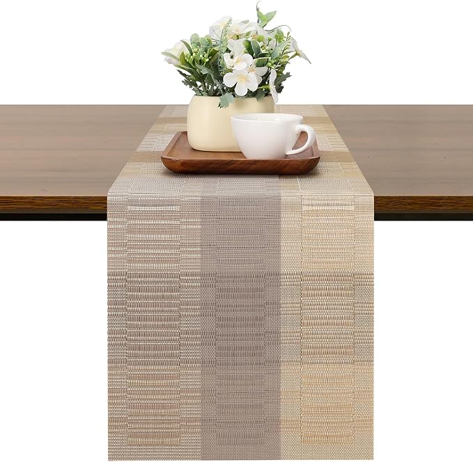 Table Runner 53 Inches Long, Vinyl Woven Farmhouse Table Runners | Washable by Chitomars