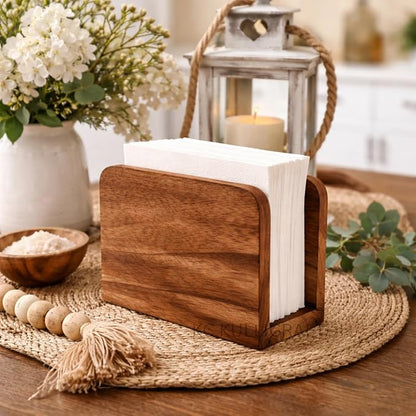 Mango Wood Burning Finish Napkin Holder, 5.5"x2.5"x4" | Upright Paper Napkin - Image 5