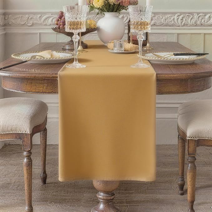 Gold Table Runner, Waterproof Washable Runners 108 Inches Long | Reusable by KAIPHO