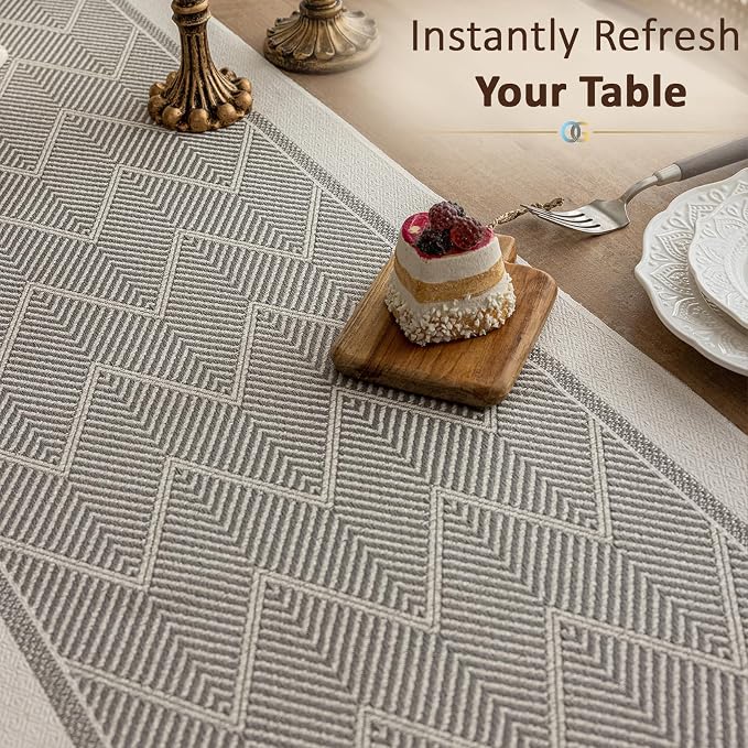 Farmhouse Boho Rustic Neutral Table Runner Decor - Image 2