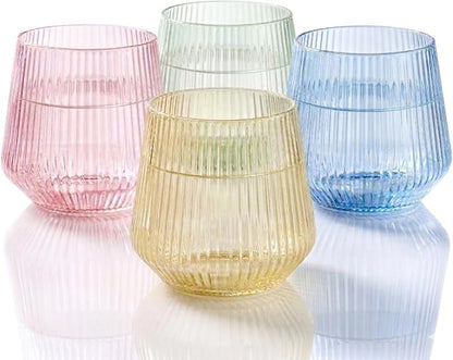 40 Pack Disposable Stemless Plastic Wine Glasses 12 oz by Oojami