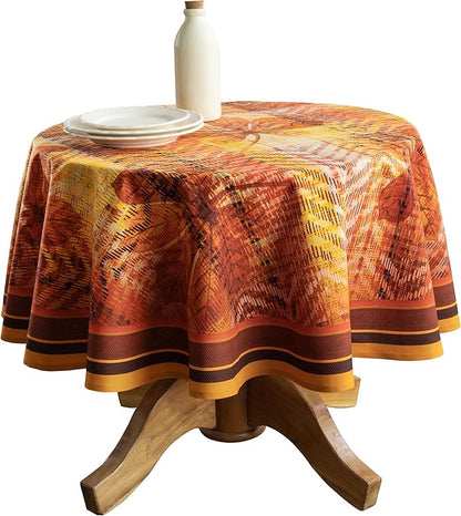 Maison d' Hermine Table Cloth Round Table 100% Cotton 69 Inches Fall Tablecloth Reusable Everyday Use for Thanksgiving Christmas Decorations Dining Farmhouse Party (Thanksgiving Tartan)