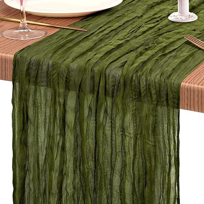 18 Pack Cheesecloth Table Runner 10FT Olive Green Table Runner Boho Gauze - Image 9