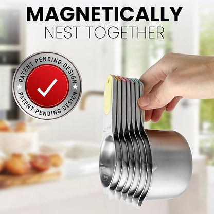 Spring Chef Magnetic Stainless Steel Measuring Cups Set of 7, Pastel | Patented - Image 4
