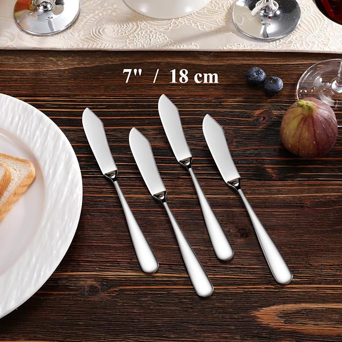 Premium Louise 4-Piece 7-Inch Butter Knife Set | 18/10 Stainless Steel Butter - Image 2