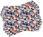 Ambesonne Mid Century Place Mats Set of 4, Mosaic of Various Shapes and Colors Modern Style Complex and Grid, Washable Fabric Placemats for Dining Table, Standard Size, Blue Orange
