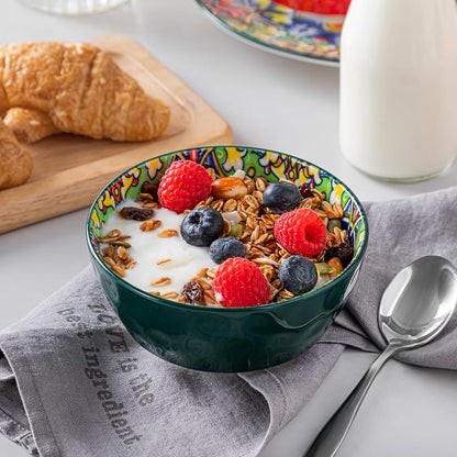 vancasso 12 Oz Ceramic Cereal Bowls Set of 6, Bohemian Soup Oatmeal Bowls | - Image 7