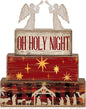 Moucuny 4 Pcs Wooden Christmas Nativity Tiered Tray Decor Rustic Wood Angel by Moucuny