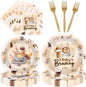 96 Pcs A Baby Is Brewing Baby Shower Decorations, Gender Reveal Tableware Set by EoBeCy