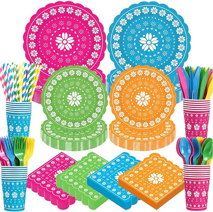 450 Pcs Fiesta Tableware Set Decorations, Serves 50 | Mexican Party Paper by Unknown