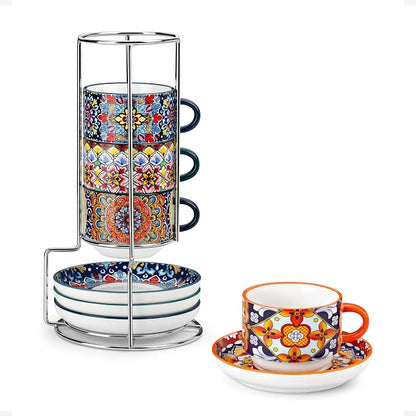 vancasso 4 Oz Bohemian Espresso Cup Set of 4, Ceramic by vancasso