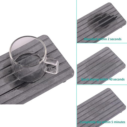2 PCS Water Absorbent Diatomite Coasters (12.2" x 4"), Grooved Design, Water Absorbing Stone Used for Hand Soaps & Plants & toiletries in The Modern Home