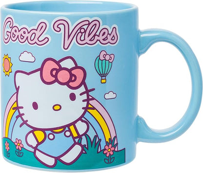 Silver Buffalo Sanrio Hello Kitty Good Vibes Quote, Ceramic Mug, 20oz | 0.59 by SilverBuffalo