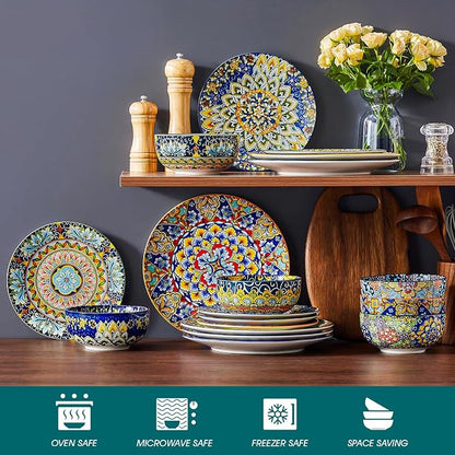 vancasso 18 Pieces Dinnerware Sets, Plates and Bowls Set, Porcelain Dishes Set - Image 4