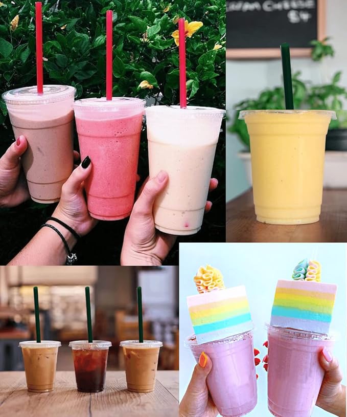 32 oz Clear Plastic Cups with Lids and STRAWS, Disposable Drinking Cups - Image 8