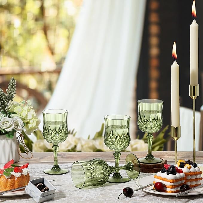 XUWAIDSGN 24 Pcs 7oz Plastic Vintage Wine Glasses Drinking Glasses Unbreakable - Image 7