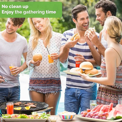 Disposable Plates 14 Inch Paper Tray -50 Pack Disposable Food Trays - Heavy Duty Large Paper Plates Compostable Sugarcane Platters Trays for Crawfish, Lobster, BBQ, Parties & Holiday FeastsTP