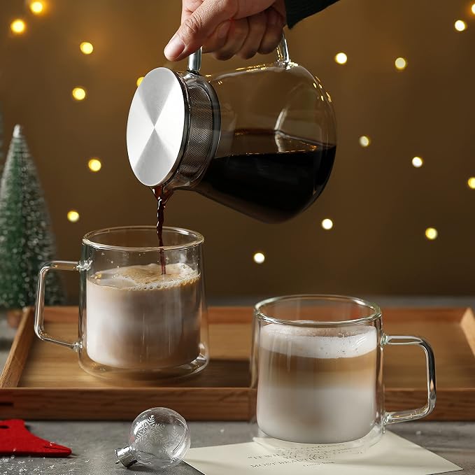 CNGLASS 12oz Glass Coffee Mugs, Double Wall Insulated Glass Cups - Image 7