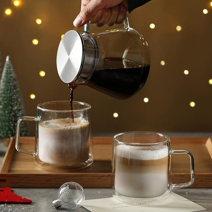 CNGLASS 12oz Glass Coffee Mugs, Double Wall Insulated Glass Cups - Image 7