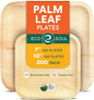 ECO SOUL Palm Leaf Square Plates 7" & 10" (200 Count) Compostable|Biodegradable| Eco-Friendly Disposable Party Plates for Appetizers - Dinner Parties, Wedding, Events & Camping Essentials