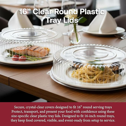 Smarty Had A Party 16 Inch Clear Round Plastic Tray Lids – Stackable Plastic Dome Lids for Catering Trays with Lids, Party Platters & Food Displays – BPA-Free Disposable Dome Covers – 25-Pack