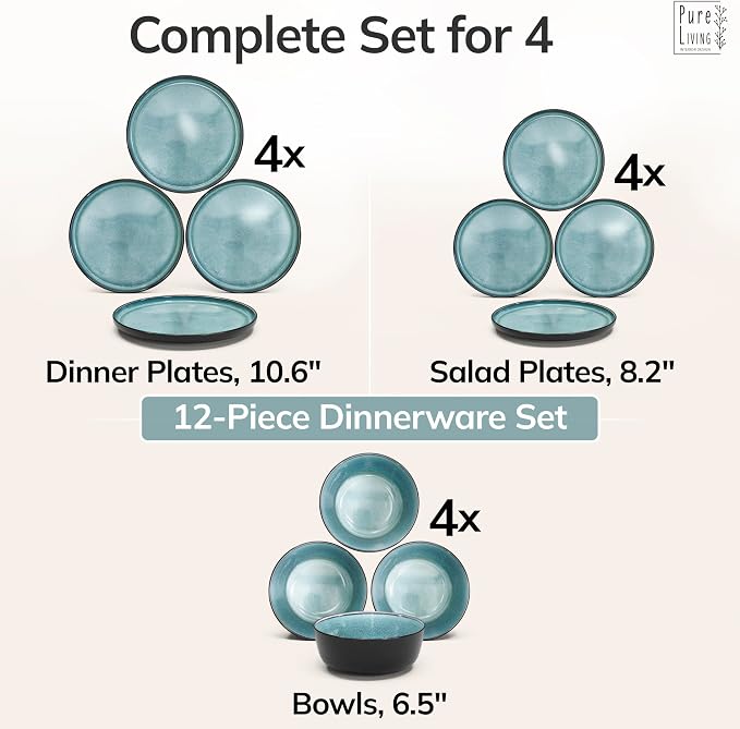 12 Piece Stoneware Dinnerware Set - Image 6