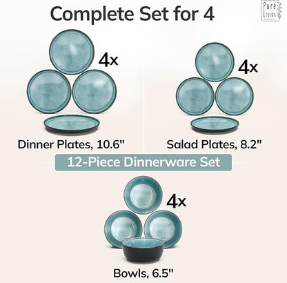 12 Piece Stoneware Dinnerware Set - Image 6