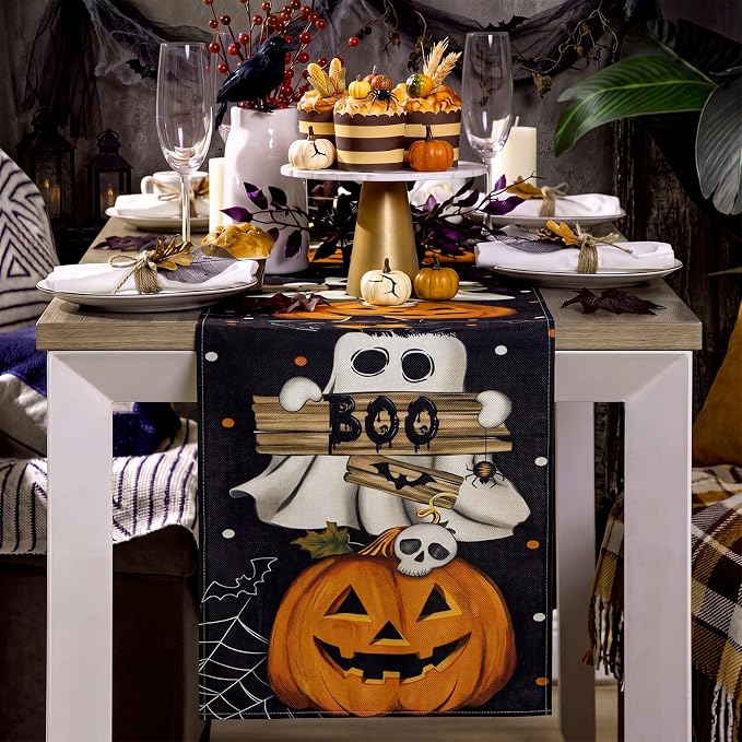 Gilprop 3 Pcs Halloween Table Runners Gothic Tablecloth, 13x72 Inch | Farmhouse - Image 2
