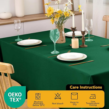 10-Pack Hunter Green Tablecloths for Rectangle Tables, 60 x 120 Inches, Stain-Resistant Polyester Fabric for 6 Foot Tables - Washable Table Covers for Weddings, Birthday Parties, Events