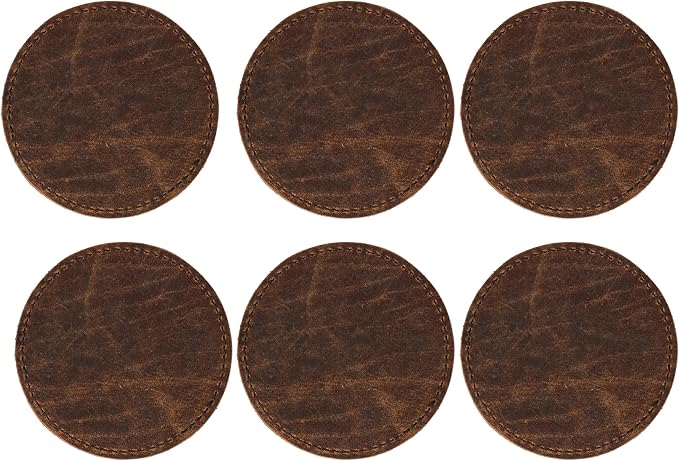 Set of 6 Coaster Geniune Leather Tea Coasters by RusticVintage