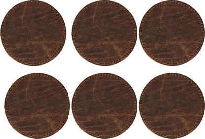 Set of 6 Coaster Geniune Leather Tea Coasters by RusticVintage